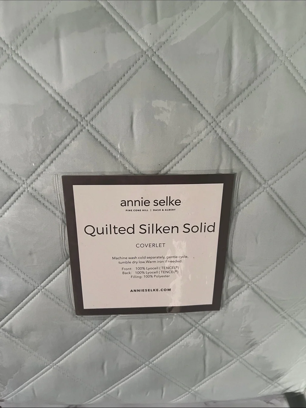 Annie Selke Quilted Silken Solid Coverlet in Light Blue